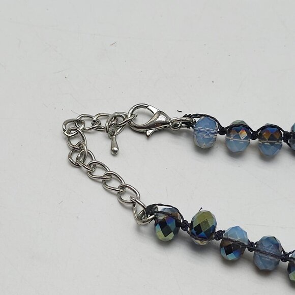 Blue Crystal Statement Crocheted Necklace Jewelry Chunky Jewelry Big Beaded - Picture 5 of 7